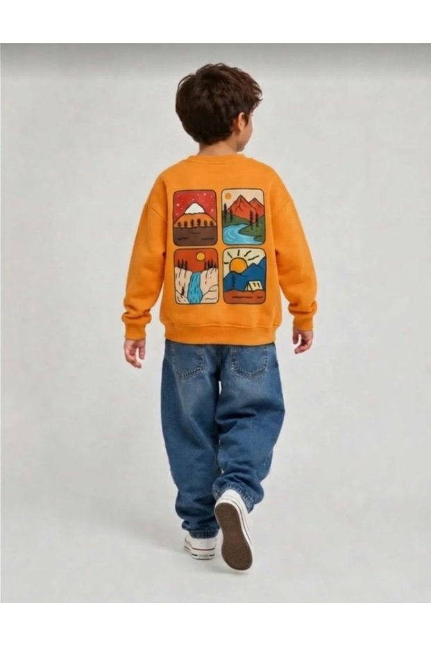 Orange Your Adventure Back-Printed 100% Cotton Oversize Sweatshirt (Ages 2-13)