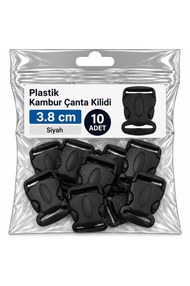 Paracord Accessory Bag, Clothing Binding Plastic Buckle Bag Lock 3.8 cm Black* 10 Pcs