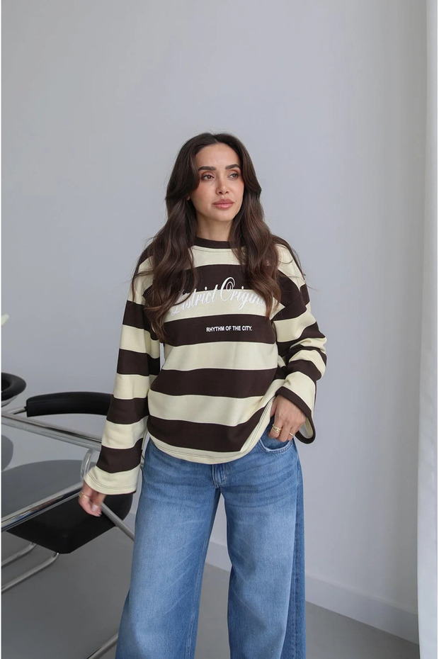Women's Retro Striped District Originals Print Sweatshirt