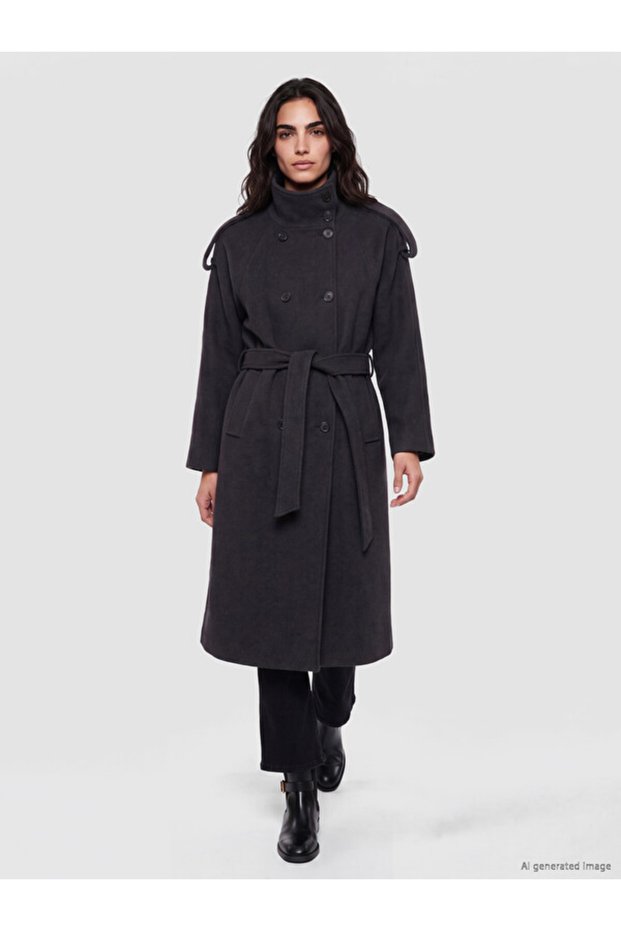 Rmz Gi̇yi̇m Farkiyla Women's Wool Blend Coat with Belt