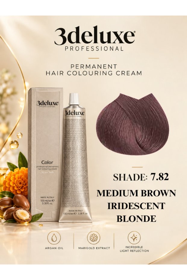 Hair Color Cream with Argan Oil & Marigold Extract MEDIUM BROWN IRIDESCENT BLONDE 100ml 7.82
