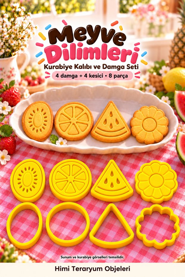 Fruit Slices Fruit Cookie Mold and Stamp Cutter Set 8 Pieces
