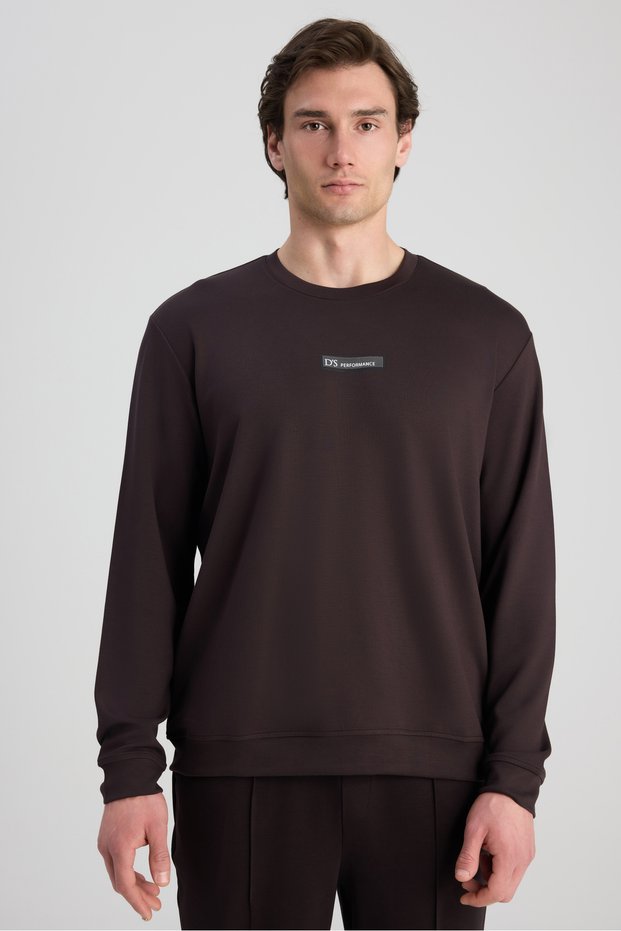 Ds Damat Regular Fit Brown Plain Sweatshirt