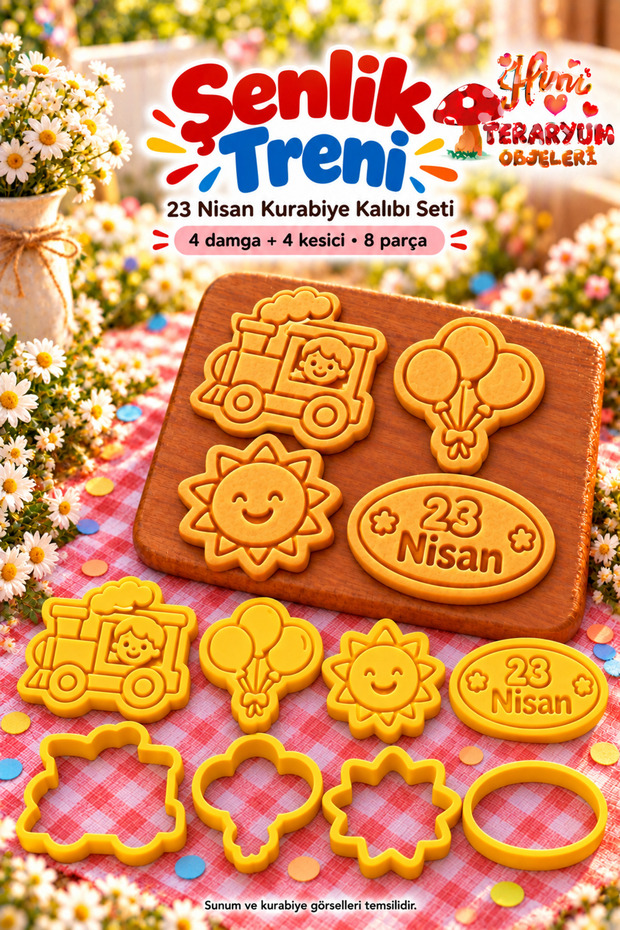 Festive Train April 23Rd Children's Day Cookie Mold Stamp Cutter Set Locomotive Balloon Sun