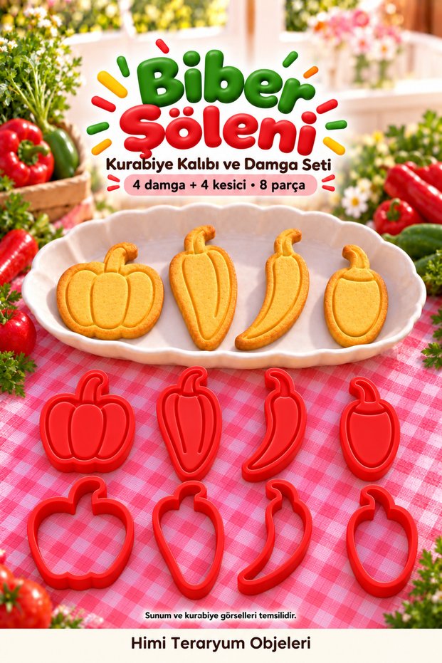 Pepper Feast Vegetable Cookie Mold and Stamp Cutter Set 8 Pieces