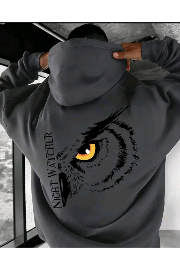 Men's 3 Thread Raster Printed Hooded Sweatshirt