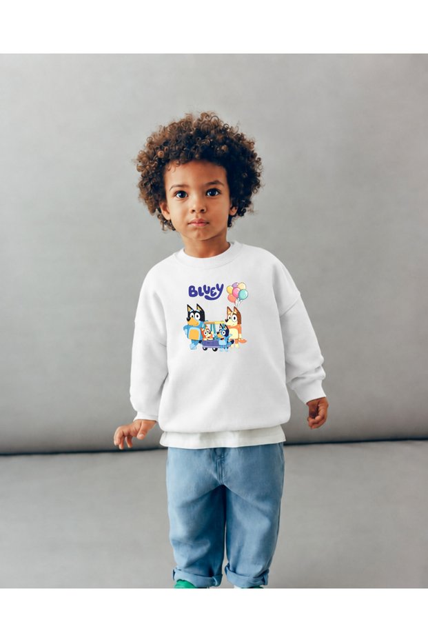 Cute Dog Bluey Printed Unisex Cotton Kids Sweatshirt