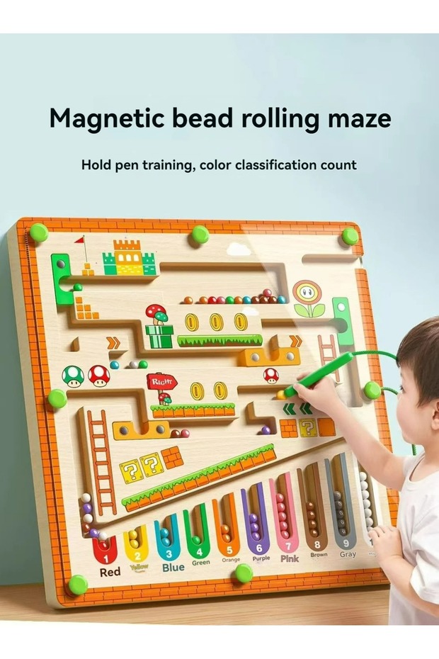 light green Magnetic Maze 2-in-1 STEM Toy for Ages 3-6, Develops Fine Motor Skills & Concentration