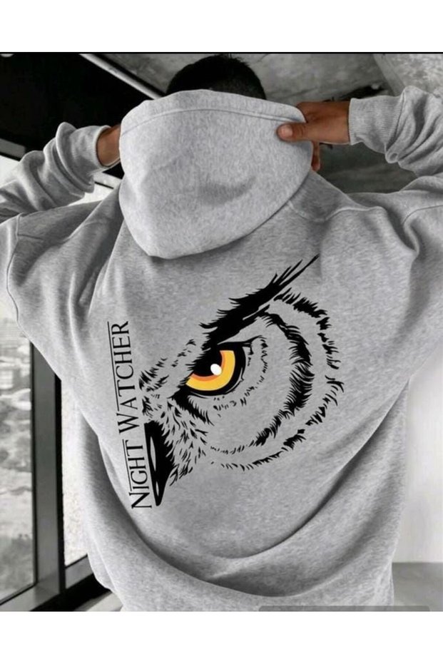 Men's 3 Thread Raster Printed Hooded Sweatshirt
