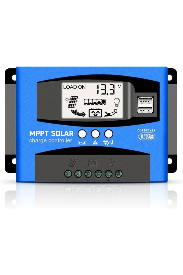 جهاز تحكم بالشحن الشمسي MPPT بقوة 60 أمبير، منظم شحن شمسي، مع شاشة LCD ومنفذ USB مزدوج، أوضاع تحكم متعددة للأحمال، 12 فولت/24 فولت، تركيز تلقائي للتيار، شحن بتتبع MPPT