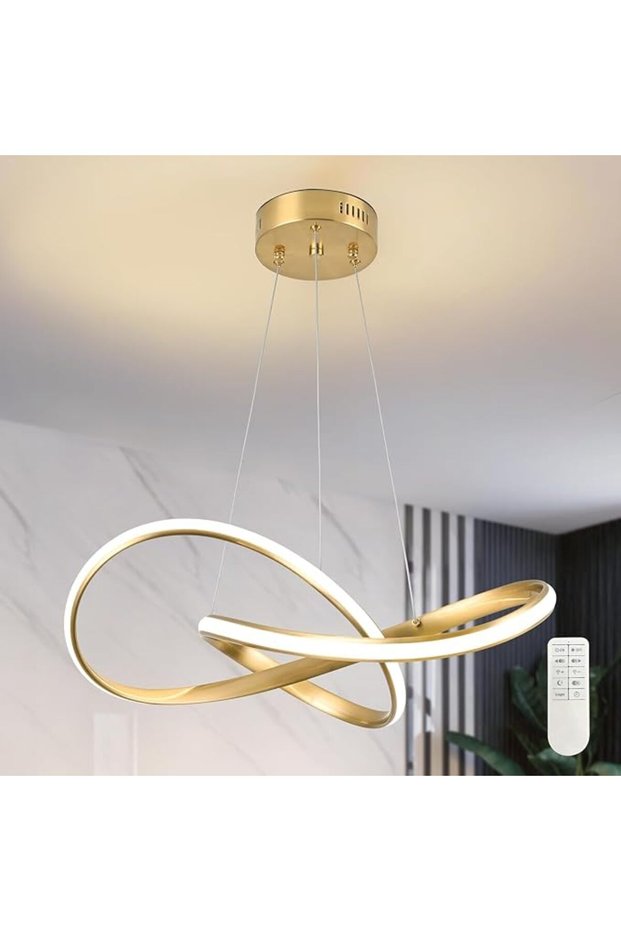 ثريا LED عصرية، إضاءة سقفية قابلة لتعديل الارتفاع مع جهاز تحكم عن بعد، قابلة للتعتيم بتصميم معاصر