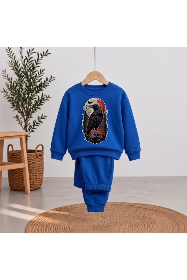 Team Sweatshirt Legendary Crow Printed Girls' and Boys' Crew Neck Sweatshirt