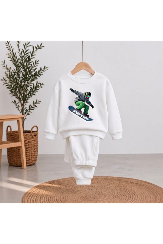 Team Sweatshirt Skier Printed Girls' Boys' Crew Neck