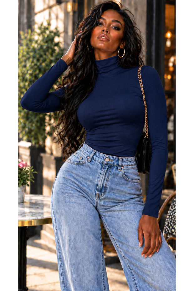 Women's High Collar 100% Cotton Lycra Bodysuit