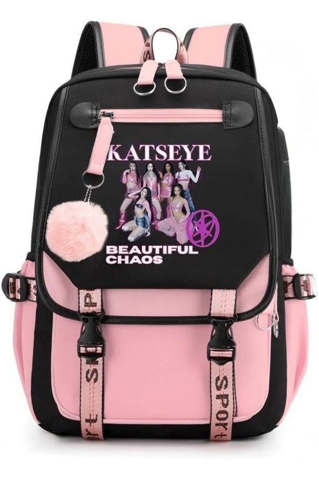 حقيبة ظهر كبيرة مقاومة للماء من KATSEYE، حقيبة ظهر للسفر متعددة الأقسام مع منفذ USB، S-Sha