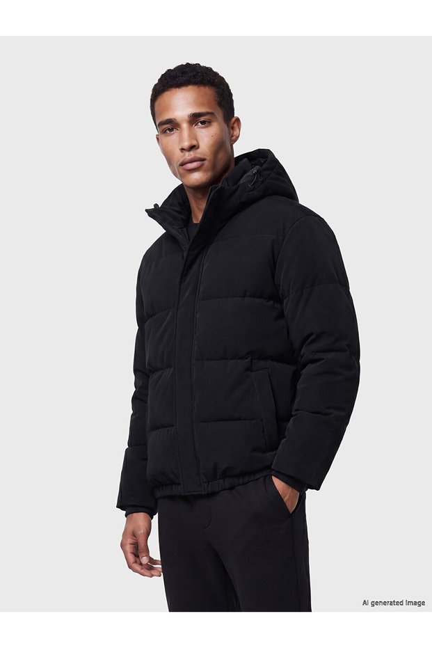 Ozmarka New Season Black Regular Fit Hooded Men's Puffer Jacket