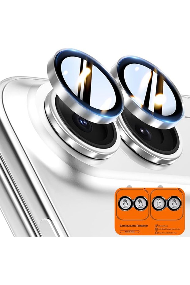 قطعتان من واقي عدسة الكاميرا المزدوجة للآيفون، باللون الأزرق الداكن