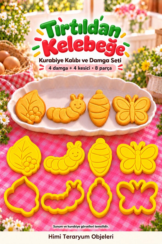 Caterpillar Butterfly Pupa Leaf Cookie Mold Stamp and Cutter Set Nature Themed Birthday