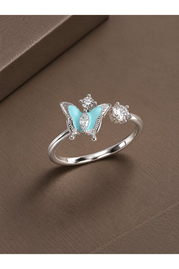 Brass Silver Color Butterfly Model Women's Ring