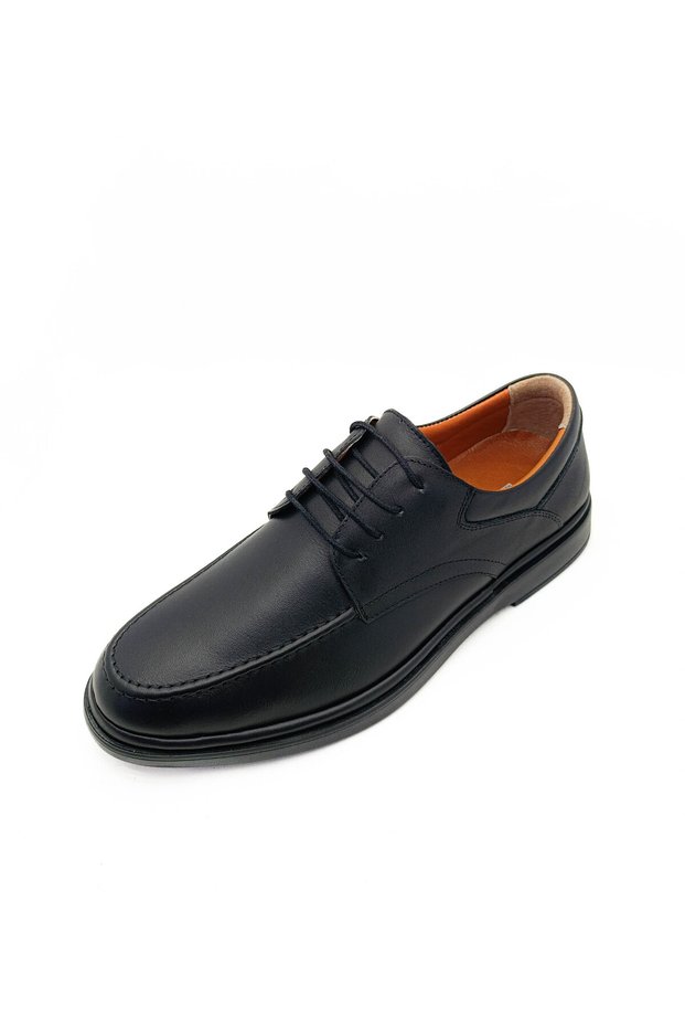 Genuine Leather Lace-Up Black Color Men's Casual Shoes, Sizes 40-44