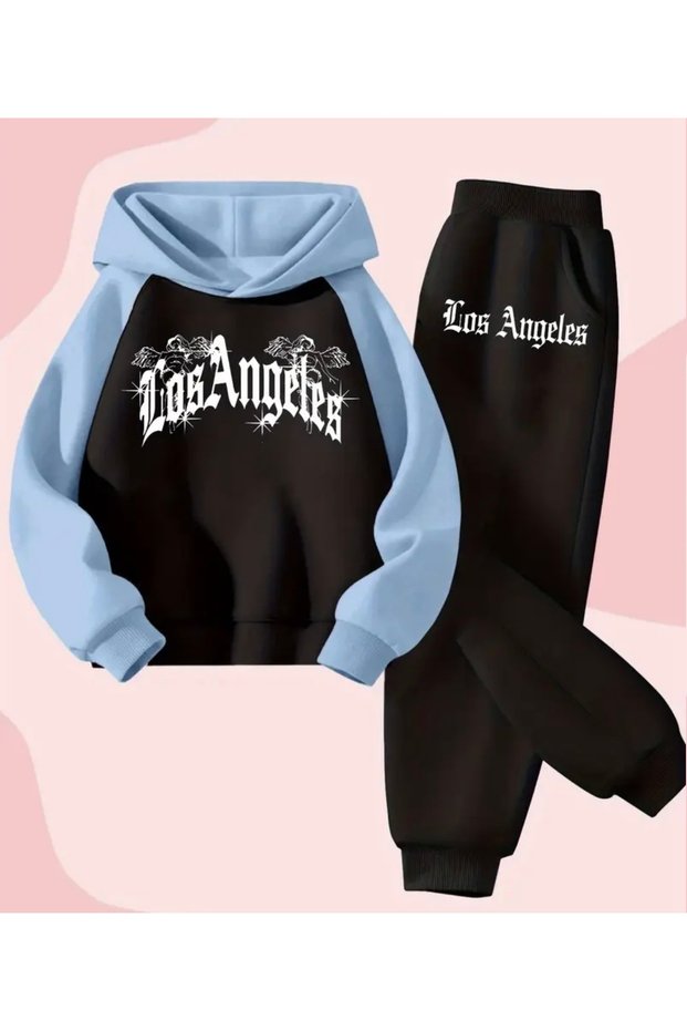 Hooded Los Angeles Printed 100% Cotton 3 Yarn Winter Color Transitioning Plus Size Special Series Men's Track Suit