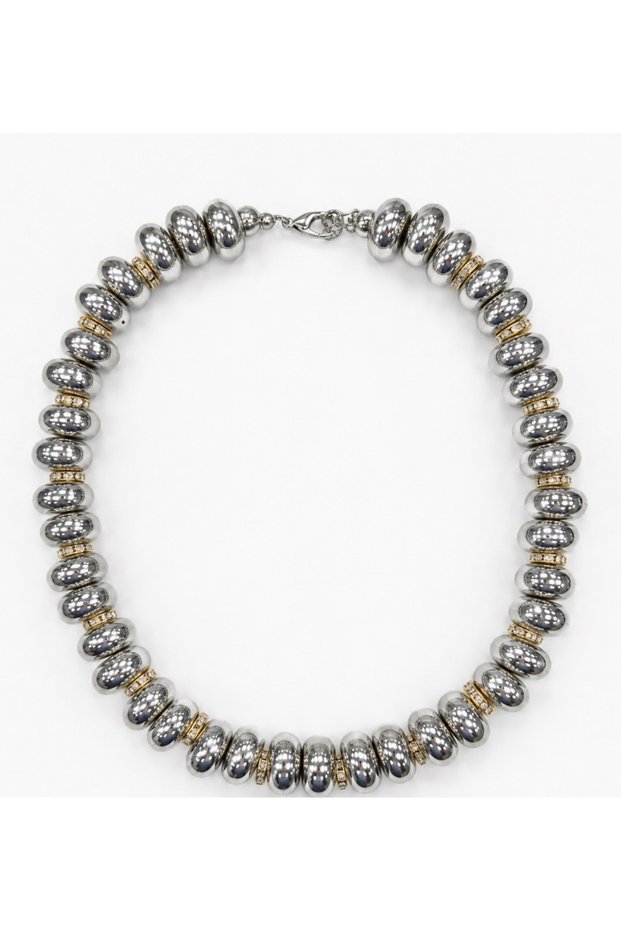 Silver Color Glitter Detailed Trendy Necklace