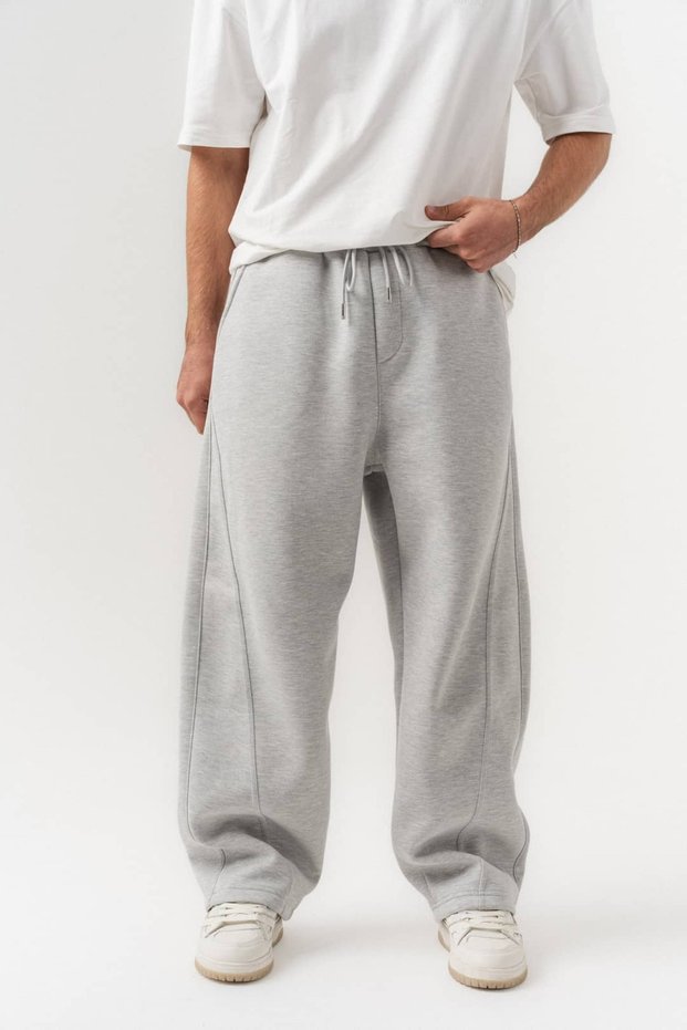 Lineseam Stitching Detailed Elastic Waist Loose Fit Men's Sweatpants
