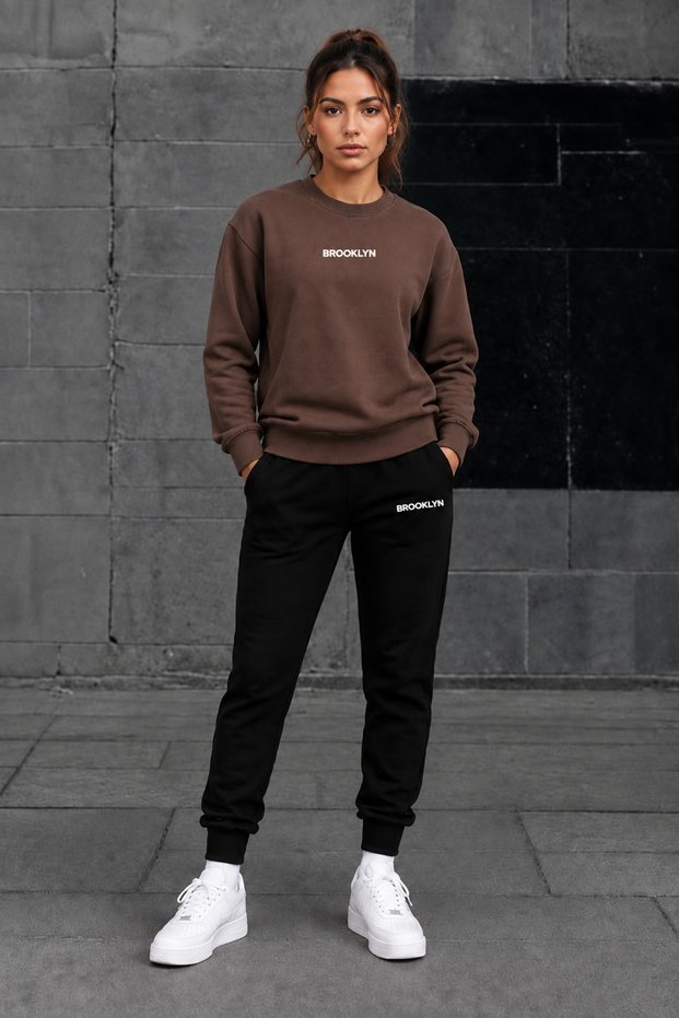 Zero-Collar Shardooned Sweatshirt Seasonal Brooklyn Printed Women'S/Men's Unisex Model