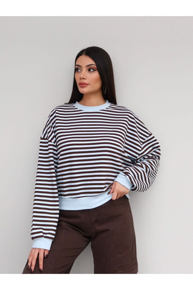 Striped Off-Shoulder Sweatshirt