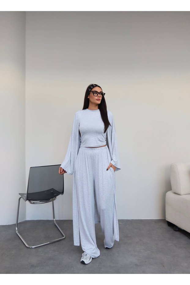Long Cardigan Comfortable Three-Piece Set