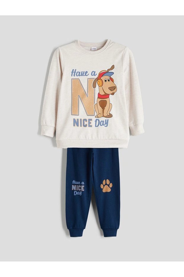 Lcw Printed Boy's Sweatshirt and Sweatpants 2-Piece Set (W5)