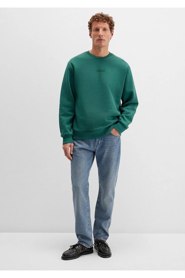 Green Sweatshirt with Blue Jeans Detail 0S10586-71874