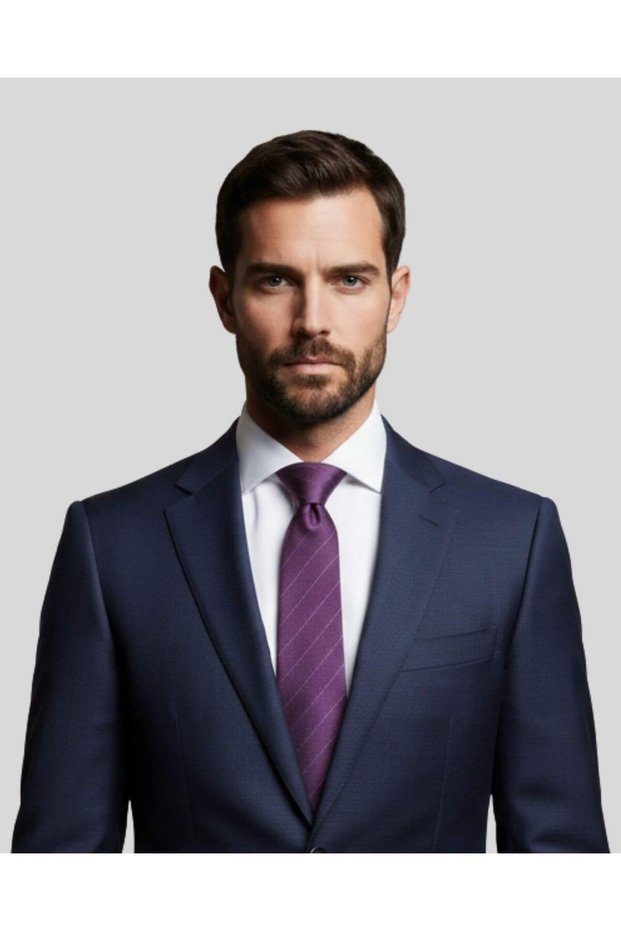 Lilac Striped Purple Silk Tie – 7.5 cm Wide