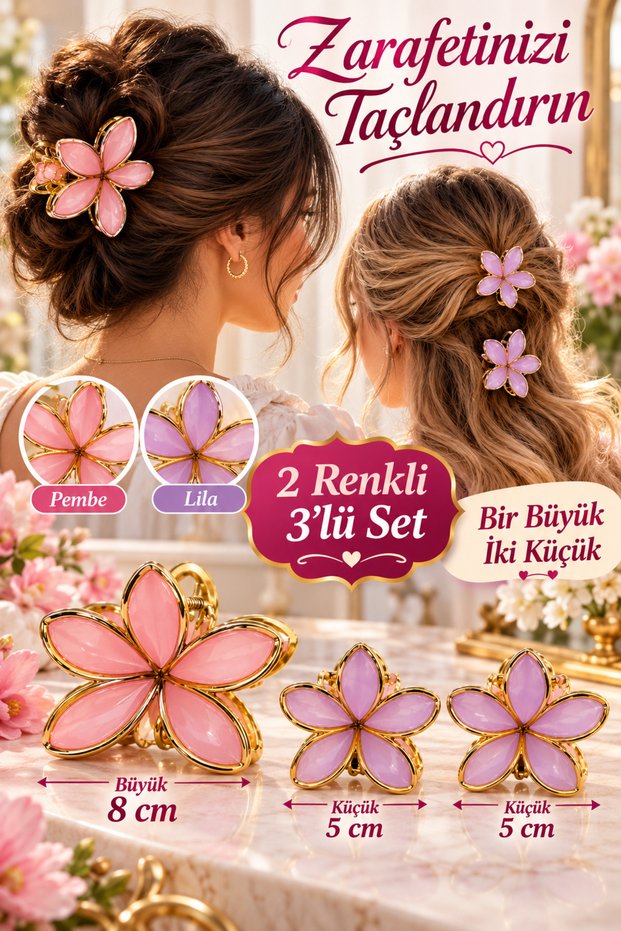 Stylish and Elegant 3-Piece Women's Hair Clip Set - Elegant and Stylish Women's Hair Clip