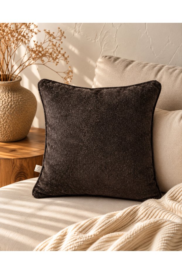 Lusso Aci Brown Fluffy Cover (45X45)