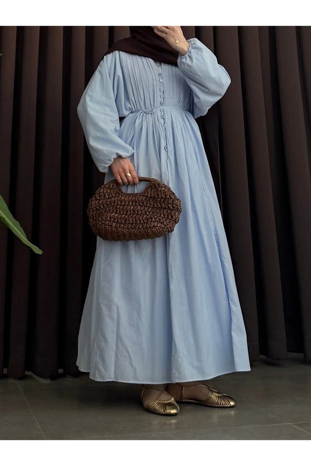 Voile Pile Dress - Baby Blue