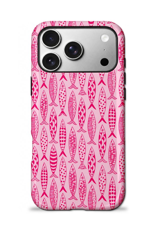 Compatible with iPhone 18 Pro Max - Pink Fishes, Double Layer Cover, Glossy Surface Protective Case
