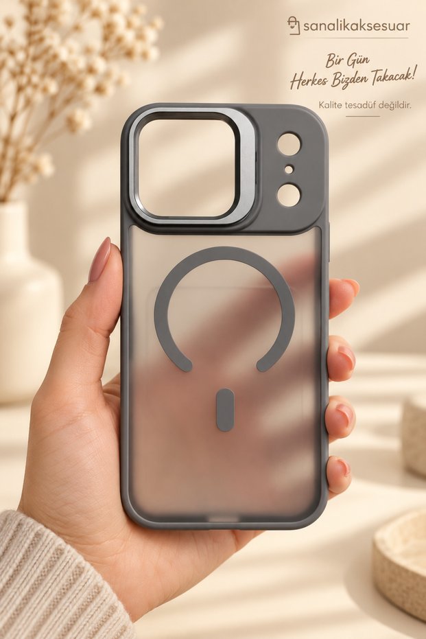 Premium Matte Case with Magsafe Stand and Camera Protection, Compatible with iPhone 18 Pro Max, with Gift Lens