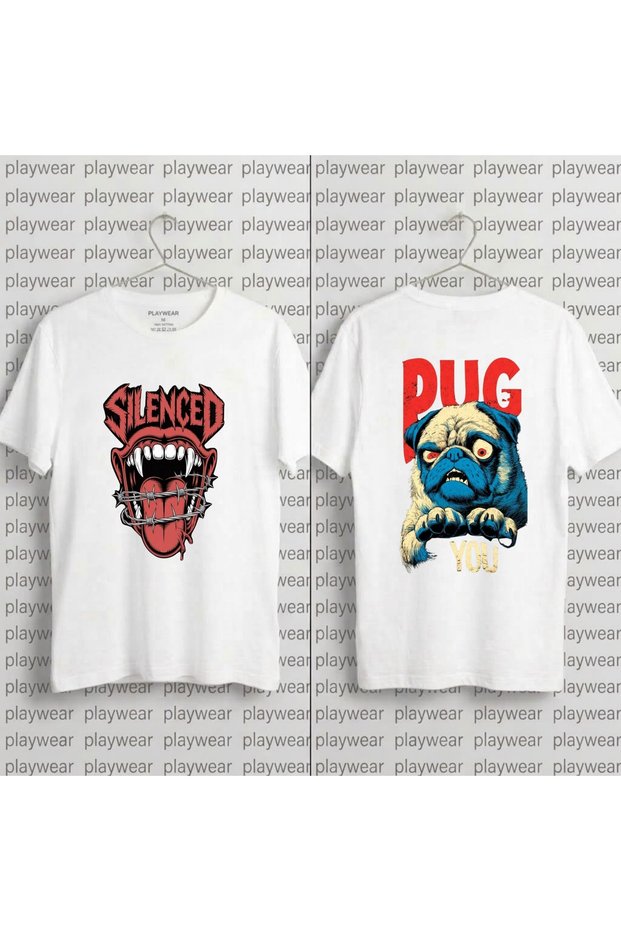 Silenced-Pug 100% Cotton Crew Neck T-Shirt
