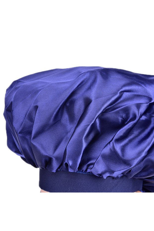 dark blue 45cm Diameter Big Size Satin Silk Bonnet, Night Sleeping Cap for Curly & Springy Hair, Hai