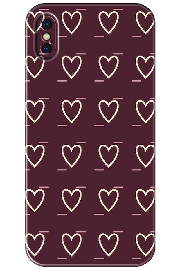 iPhone X Line Heart Burgundy (Burgundy)