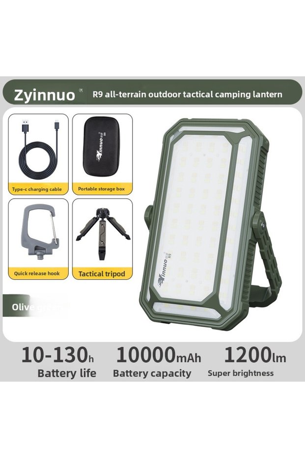 R9 Green Tripod 10000Mah LED Camping Tent Light Rechargeable Outdoor Emergency Lighting Waterproof P