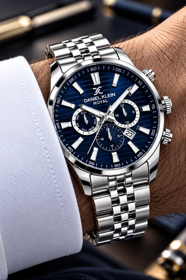 Original Men's Watch - 3 Atm Water Resistance - Silver Color Steel Band - Japanese Calendar Movement - 2 Years Warranty - Gift Wristwatch with Stylish Box Gdke2063C2