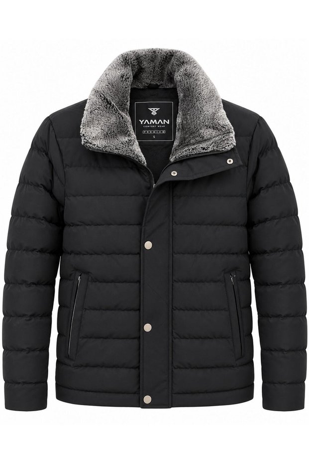 Yaman Slim Fit Men's Collared Fur Coat 7816