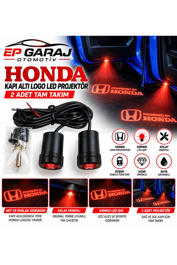 Honda under Door Logo Led Projector Red Color – 2 Piece Set