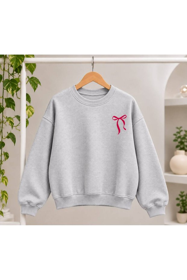 Unisex Printed Oversize Thick 2 Thread Ribbed Crew Neck Sweatshirt