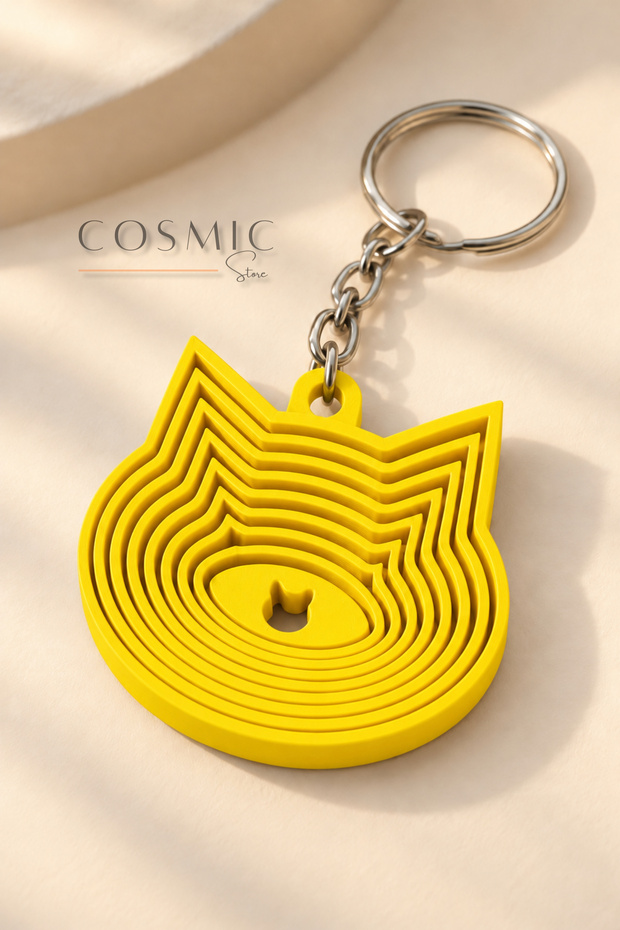 Animated Fidget Keychain with Cat Figure – Layered Fidget Design, Bag Accessory Charm