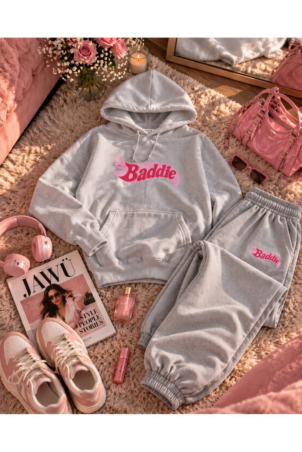 Baddies Printed Hooded Sweatshirt Premium Set