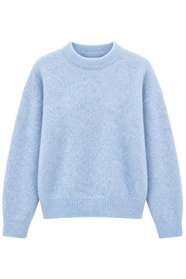 Women's Blue Crew Neck Ultra Soft Textured Sweater