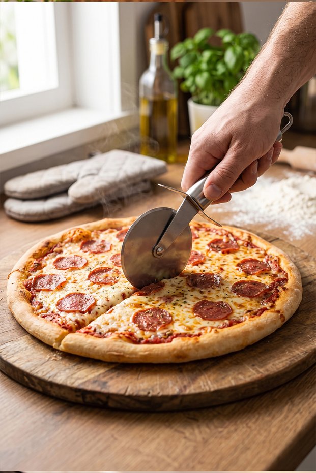 Pizzaro Stainless Steel Pizza Cutter Roulette Knife Dough Cutting Slicer with Ergonomic Handle